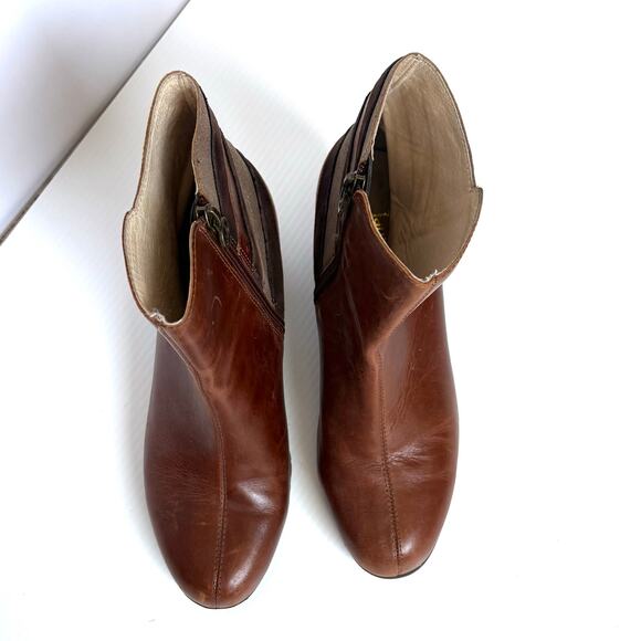 Jambo Amal Ankle Boots Brown Leather Side Zip Metallic Stripe Women’s Size 9 - Picture 5 of 9